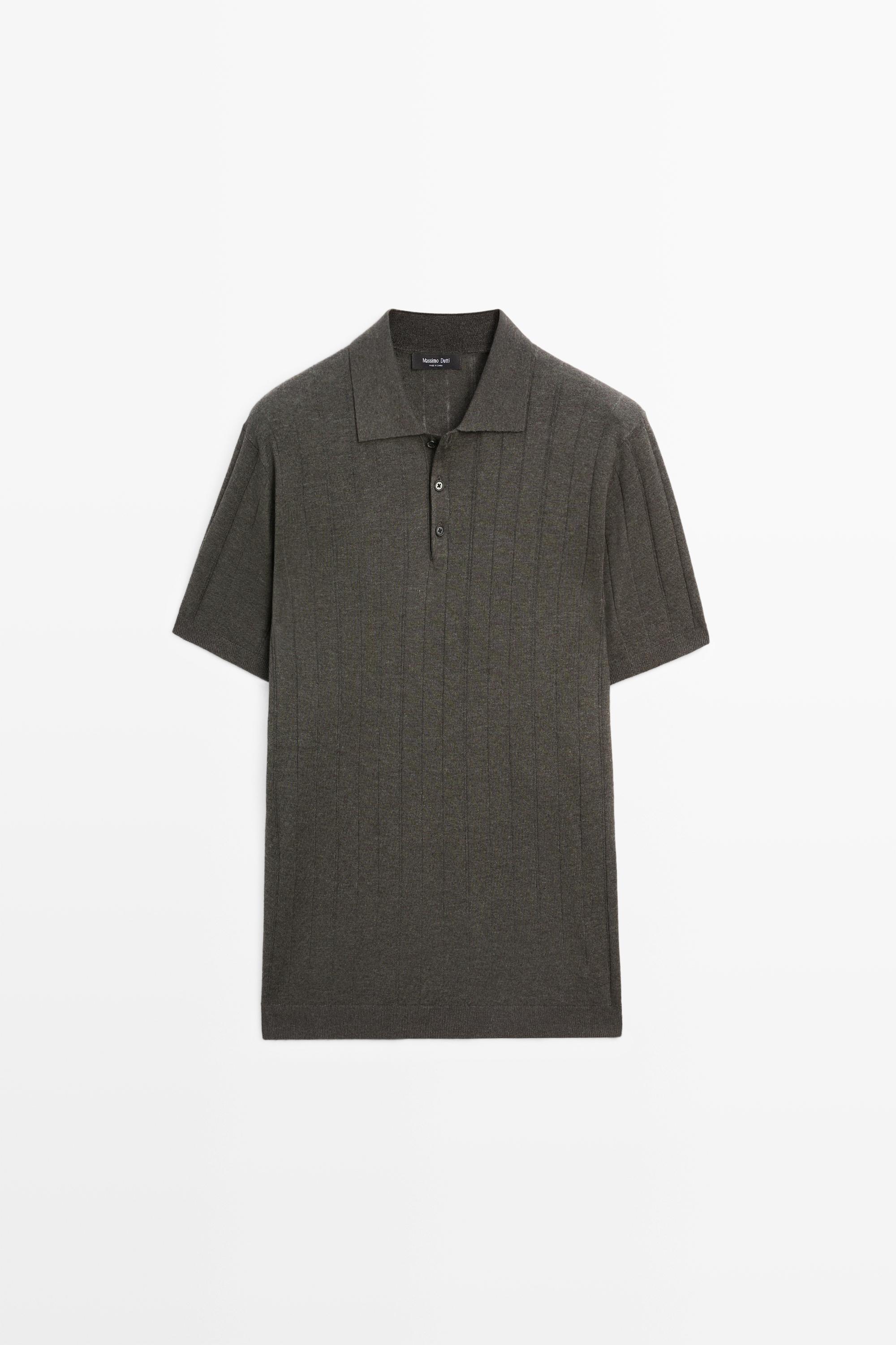 Knit cotton blend polo shirt with short sleeves