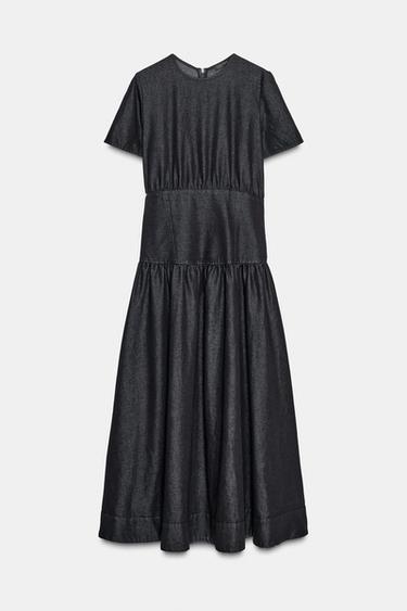 ZW COLLECTION DENIM MIDI DRESS - Blue by Zara