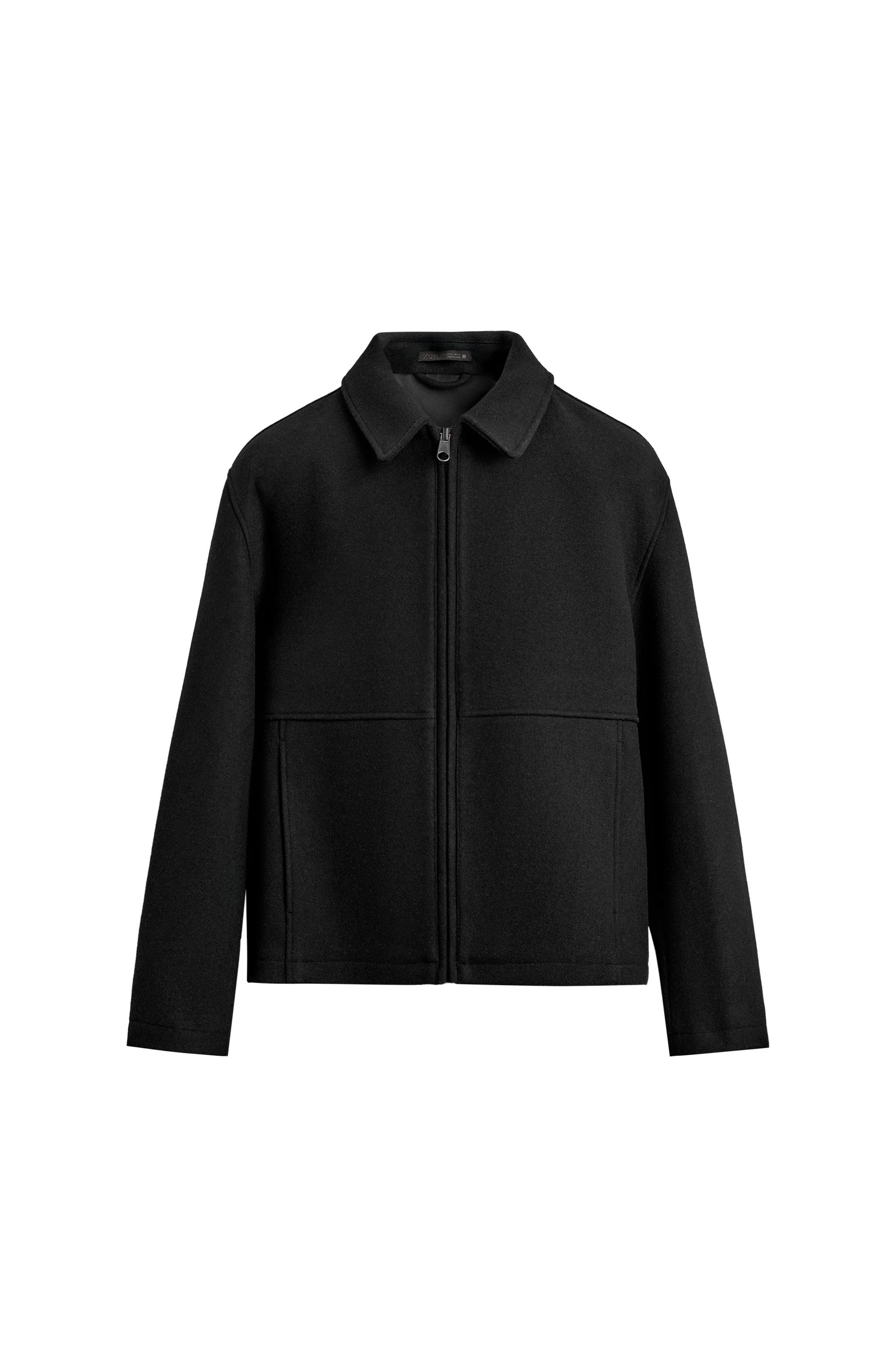 ZARA ウール混ジップアップジャケット SYNTHETIC WOOL JACKET WITH ZIP - Brown | ZARA Saudi Arabia