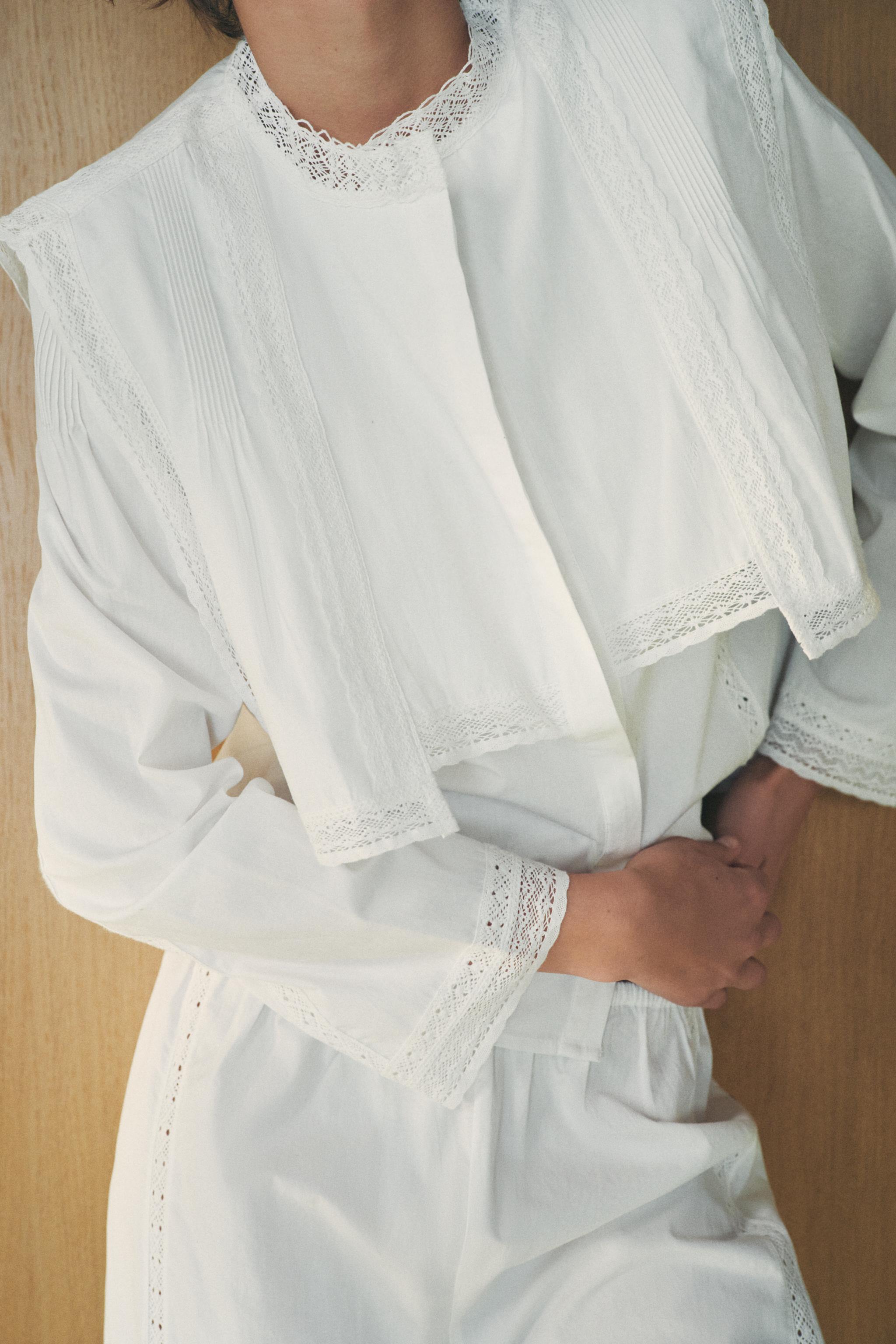 ZARA コットンレースパジャマパンツ 6895/504 LACE COTTON PAJAMA PANTS - Oyster-white | ZARA United States