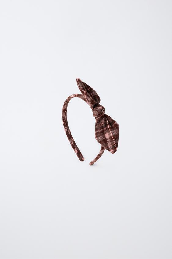 طوق شعر بعقدة ومربعات فيشي - بيج الخاص بـ Zara - صورة 0