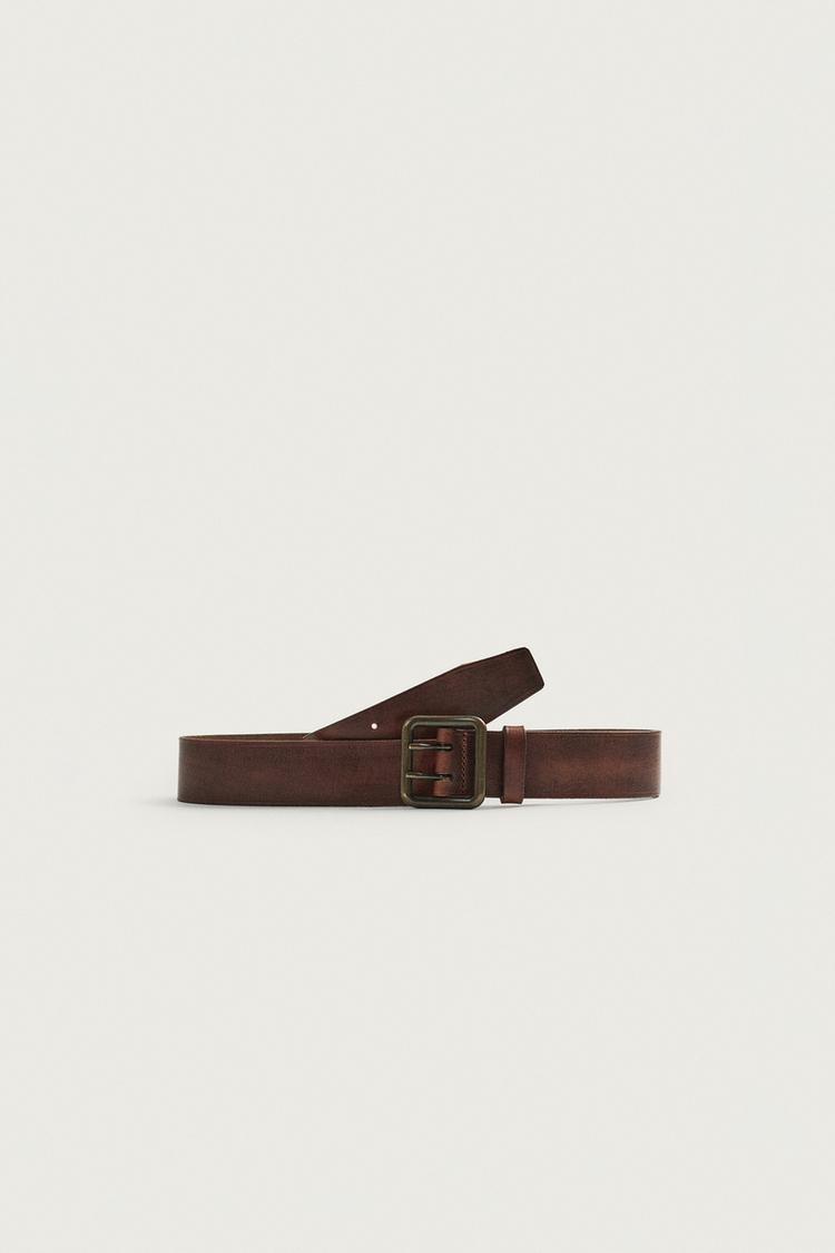 Cinturon piel efecto vintage