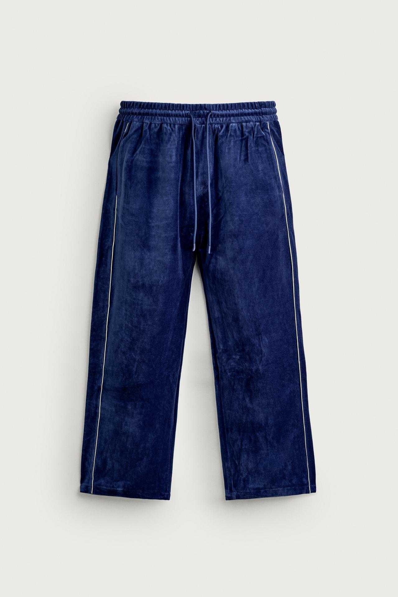 RETRO VELOUR TRACK PANTS — Bluish