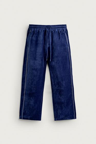 RETRO VELOUR TRACK PANTS — Bluish 1