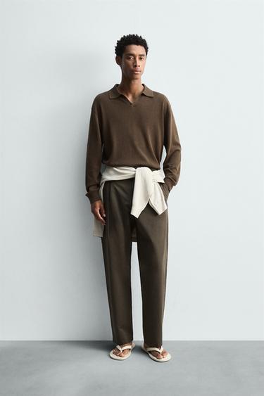 БҮРМЕЛІ МАҚТА - ЗЫҒЫР ШАЛБАР - Қара / Қоңыр Zara компаниясынан - Сурет 0