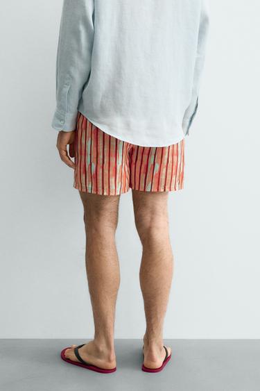 STRIPED SWIMMING TRUNKS - Orange by Zara - Image 2