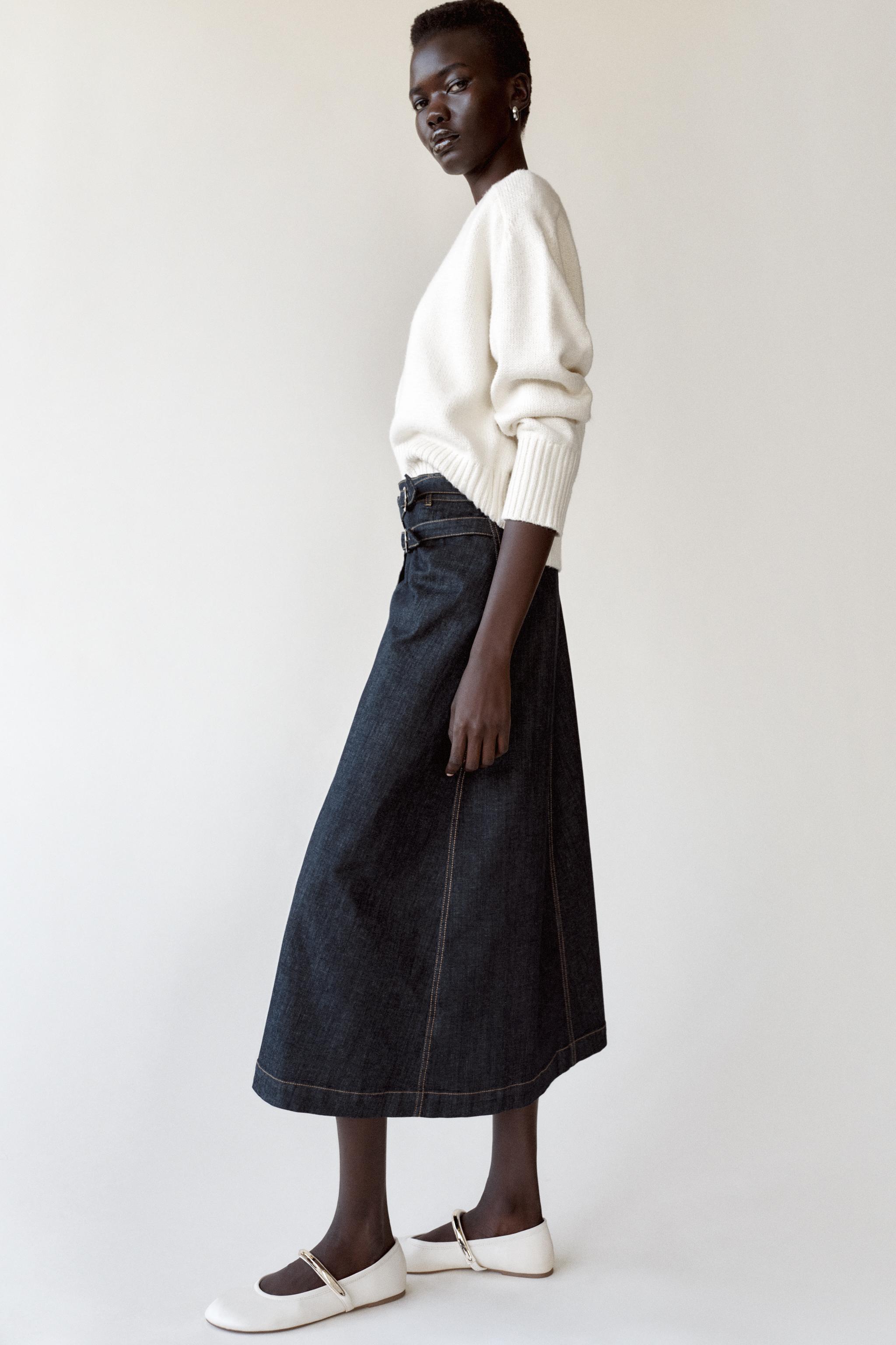COURREGES 国内買付 REVERSED DENIM SKIRT Denim midi skirt Courreges for women - buy in the official