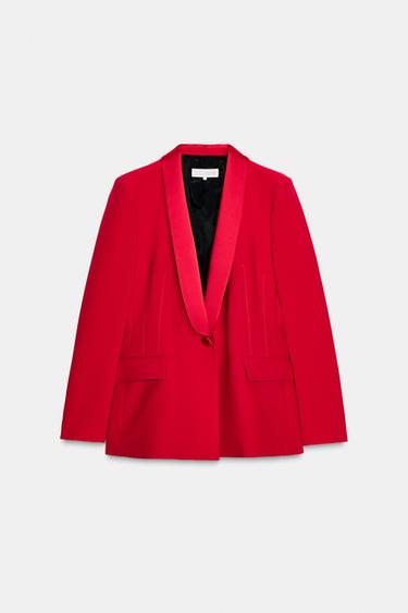 BLAZER SMOKING COMBINADA - Rojo de Zara