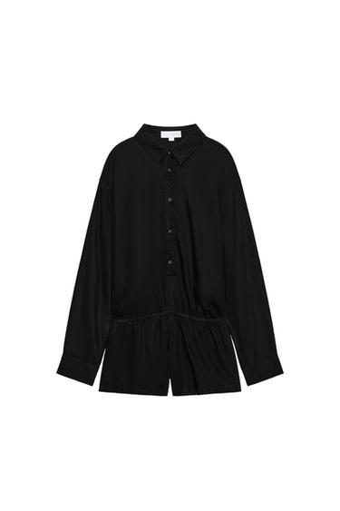 Zara LYOCELL SHORT JUMPSUIT - Black