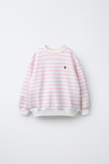 SUDADERA RAYAS BORDADO - Rosa de Zara