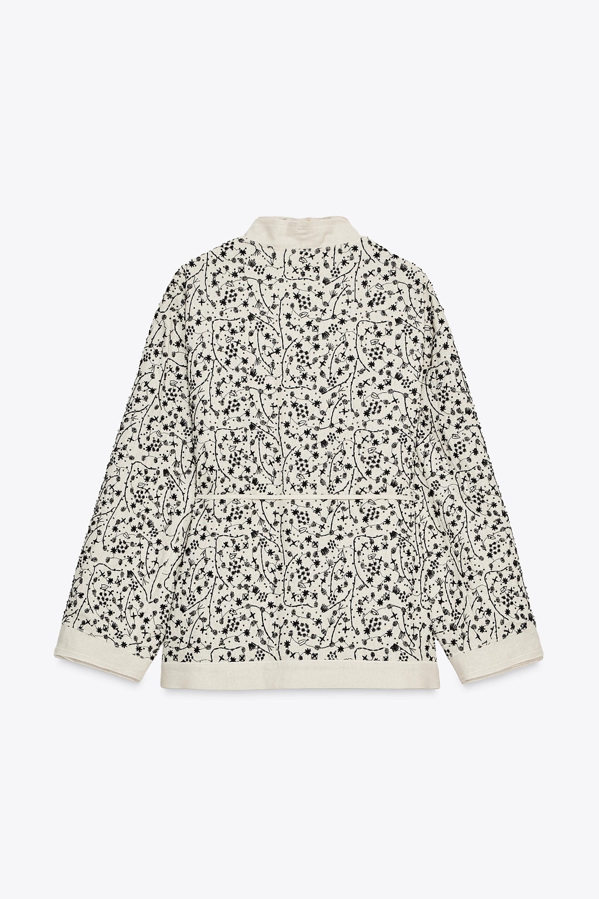 ZARA リネン刺繍入りキモノ ZW COLLECTION 2731/109 EMBROIDERED LINEN KIMONO ZW COLLECTION - Beige | ZARA United