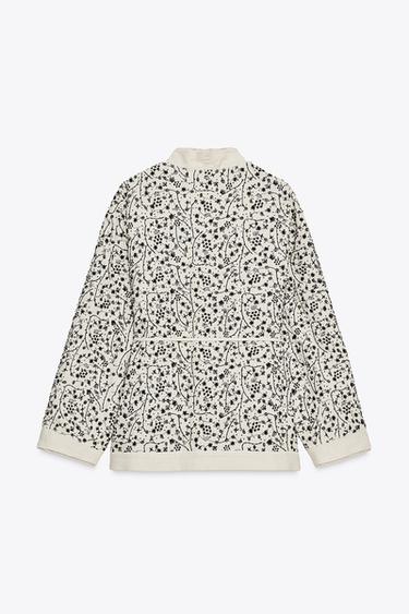 ZW COLLECTION EMBROIDERED KIMONO WITH LINEN - Beige by Zara - Image 6