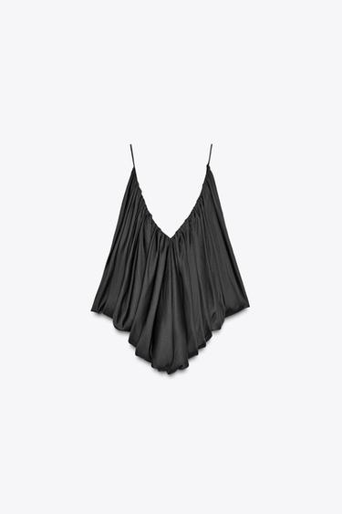TOP DRAPÉ SATINÉ ZW COLLECTION - Noir de Zara - Image 2