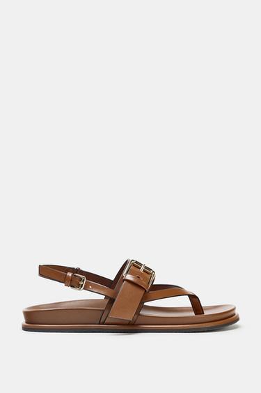 STRAPPY BUCKLE SANDALS - Brown by Zara