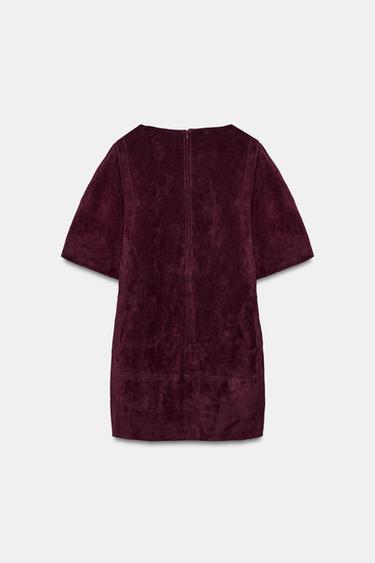 ROBE COURTE 100% CUIR DAIM - Bordeaux de Zara - Image 7