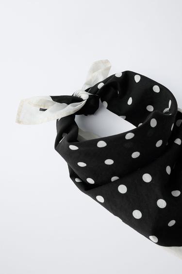 SQUARE POLKA DOT BANDANA - Black by Zara - Image 1