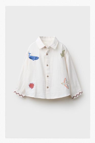 EMBROIDERED SHIRT - Ecru by Zara