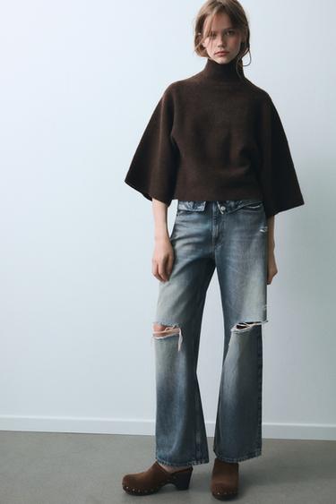 JERSEY PUNTO CUELLO SUBIDO - Marrón de Zara