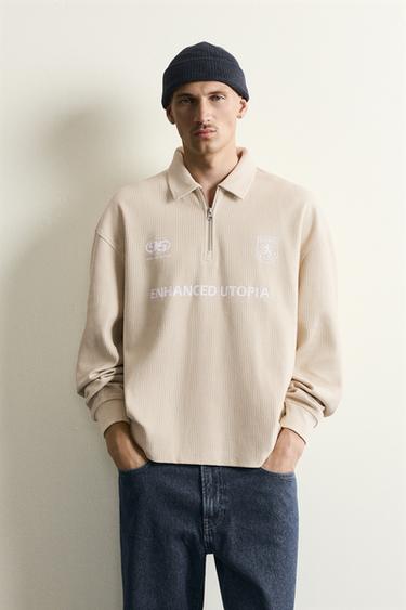 POLO CANELADA RELAX FIT ESTAMPADA - Cru da Zara