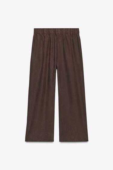 FLOWING CROP TROUSERS - Brown by Zara - Image 6