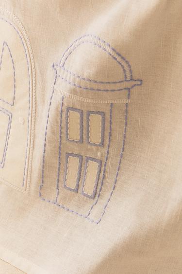 CACHE-SOMMIER ENFANT LIN ET COTON BRODÉ - Blanc cassé de Zara - Image 5