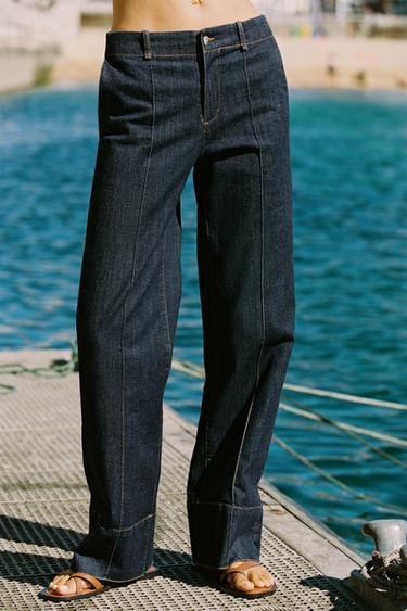 BOOTCUT PINTUCK TROUSERS - Blue by Zara