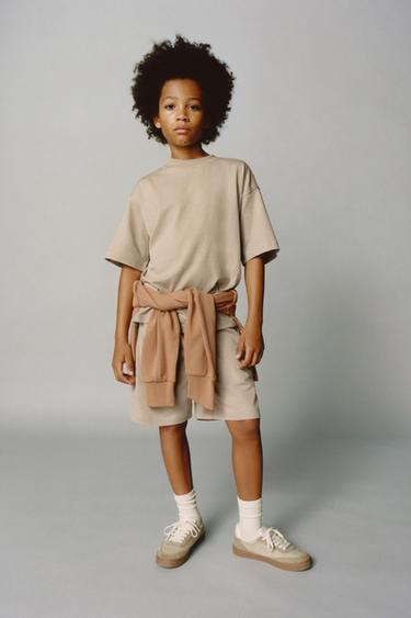 BASIC PLUSH T-SHIRT AND BERMUDA SHORTS SET - Sand by Zara