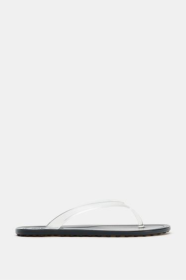 FLAT VINYL SANDALS - Black by Zara
