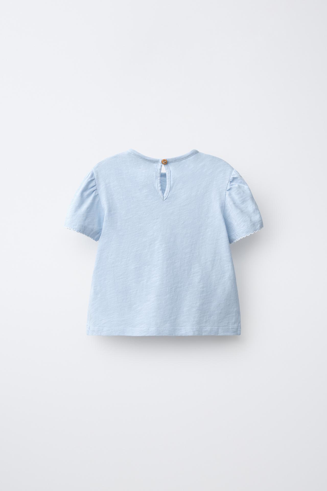FLORAL EMBROIDERED T-SHIRT — Bluish