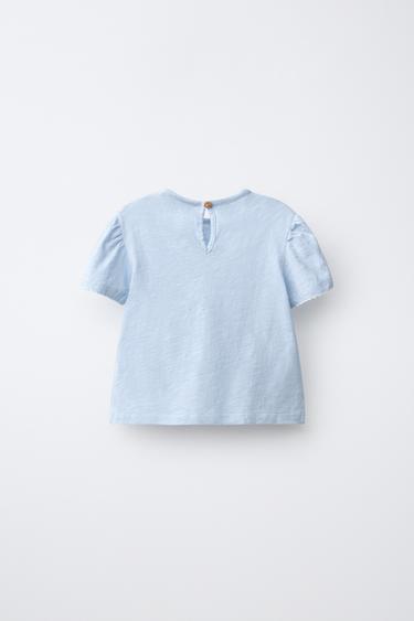 FLORAL EMBROIDERED T-SHIRT — Bluish 2