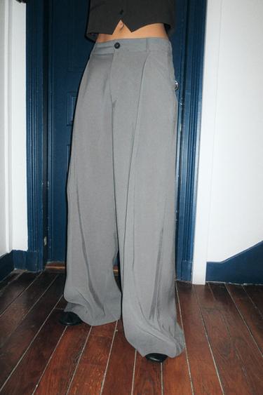 PLEATED TROUSERS - Mid-grey by Zara