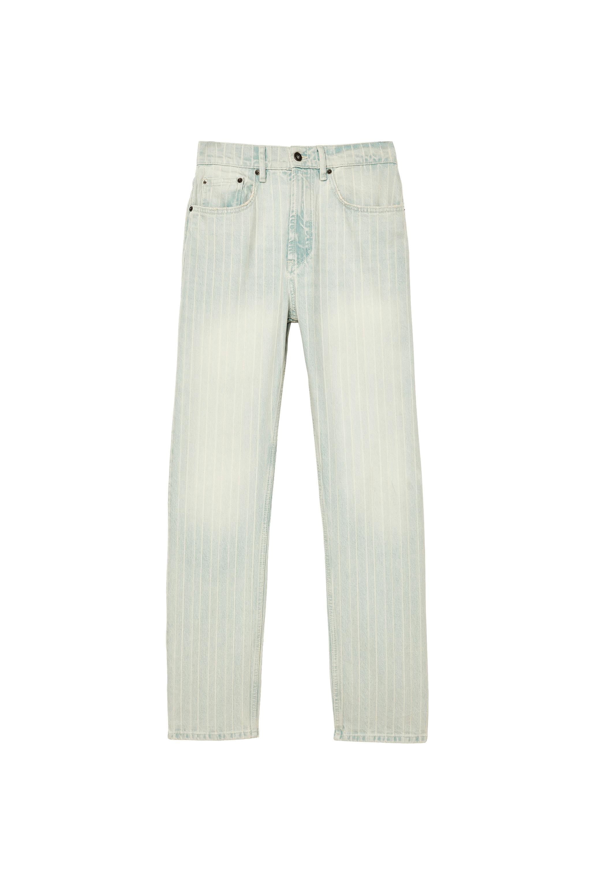 HERRINGBONE STRAIGHT FIT JEANS — Light blue
