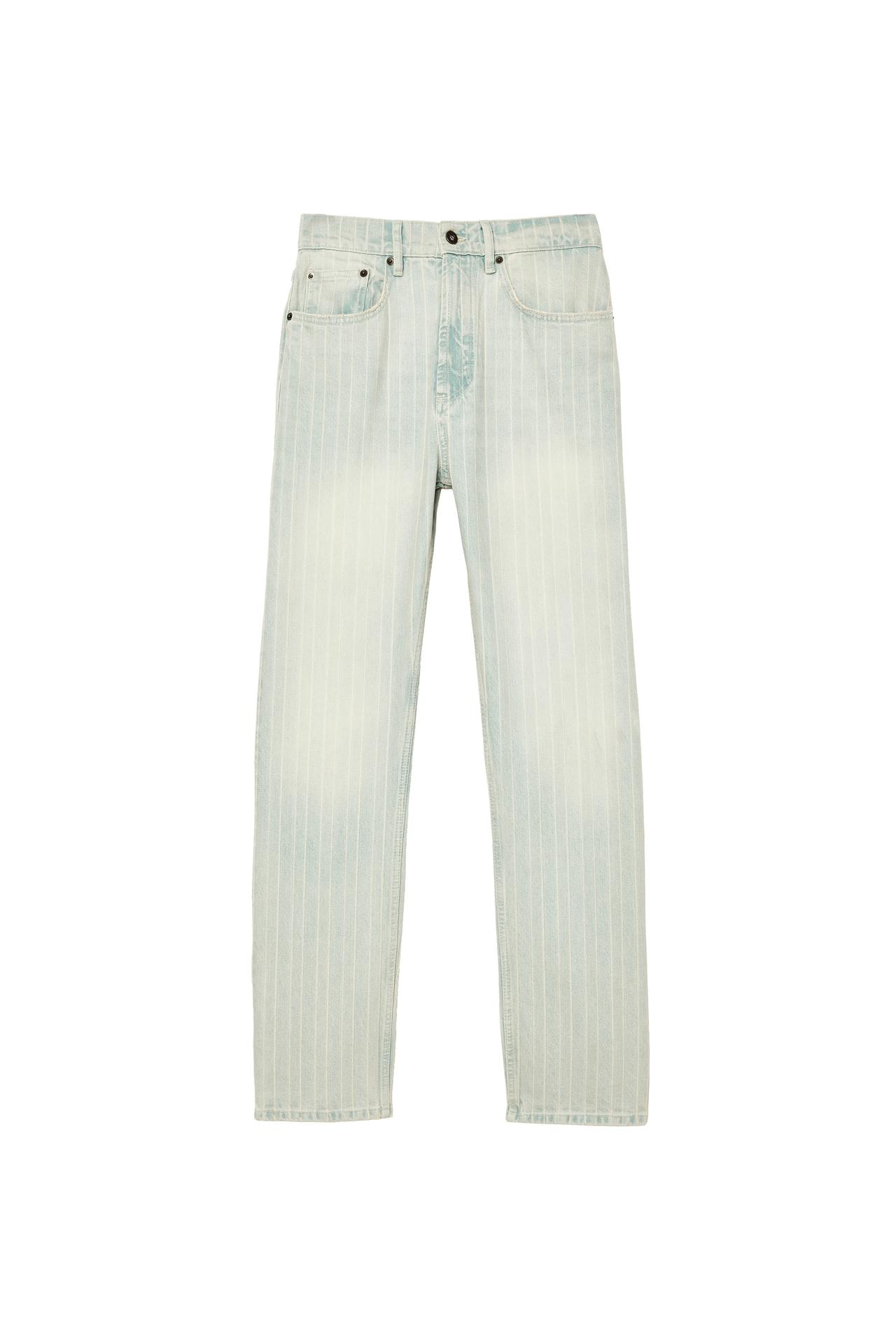 HERRINGBONE STRAIGHT FIT JEANS — Light blue