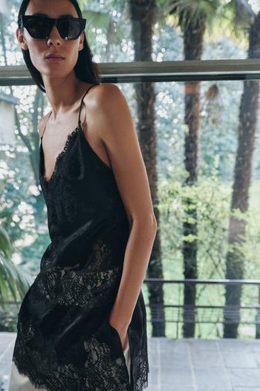 ZW COLLECTION LONG LACE TOP - Black by Zara - Image 1