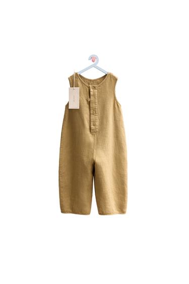 ZARA TIMELESS - 100% LINEN LONG DUNGAREES - Oil by Zara
