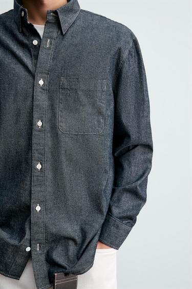 RELAXED FIT DENIM SHIRT - Blue by Zara - Image 6