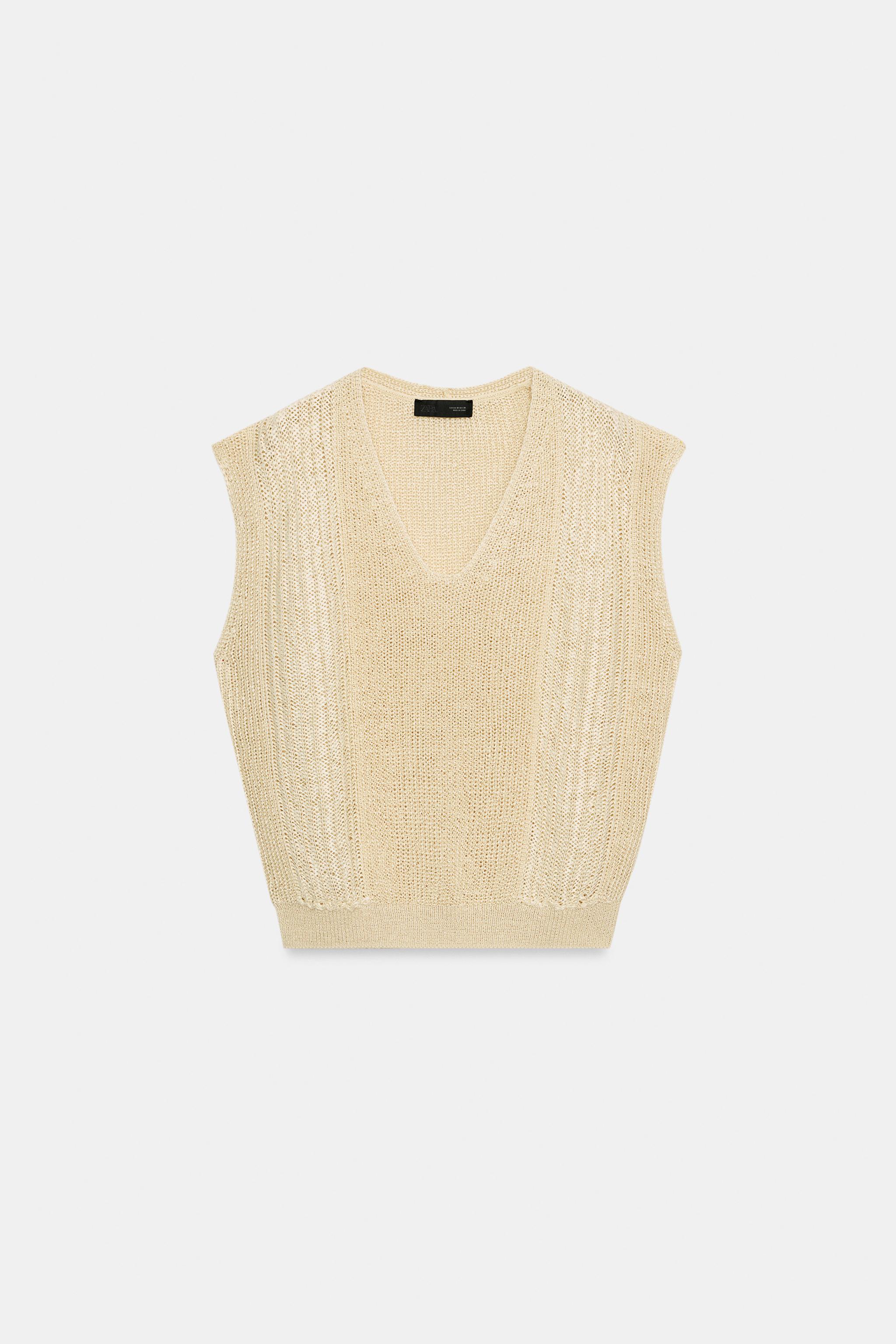 Vネックニットベストトップス - エクリュ | ZARA Japan / 日本