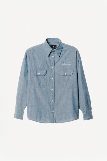 CAMISA CHAMBRAY BOXY FIT BORDADO WILLY CHAVARRIA X ZARA - Azul medio de Zara