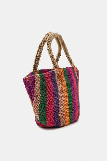 MINI BOLSO OVALADO RAYAS YUTE 100% - Multicolor de Zara