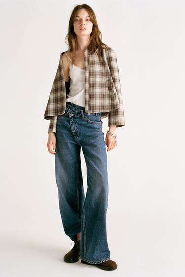 HIGH-WAIST WIDE-LEG TRF JEANS - Navy blue by Zara
