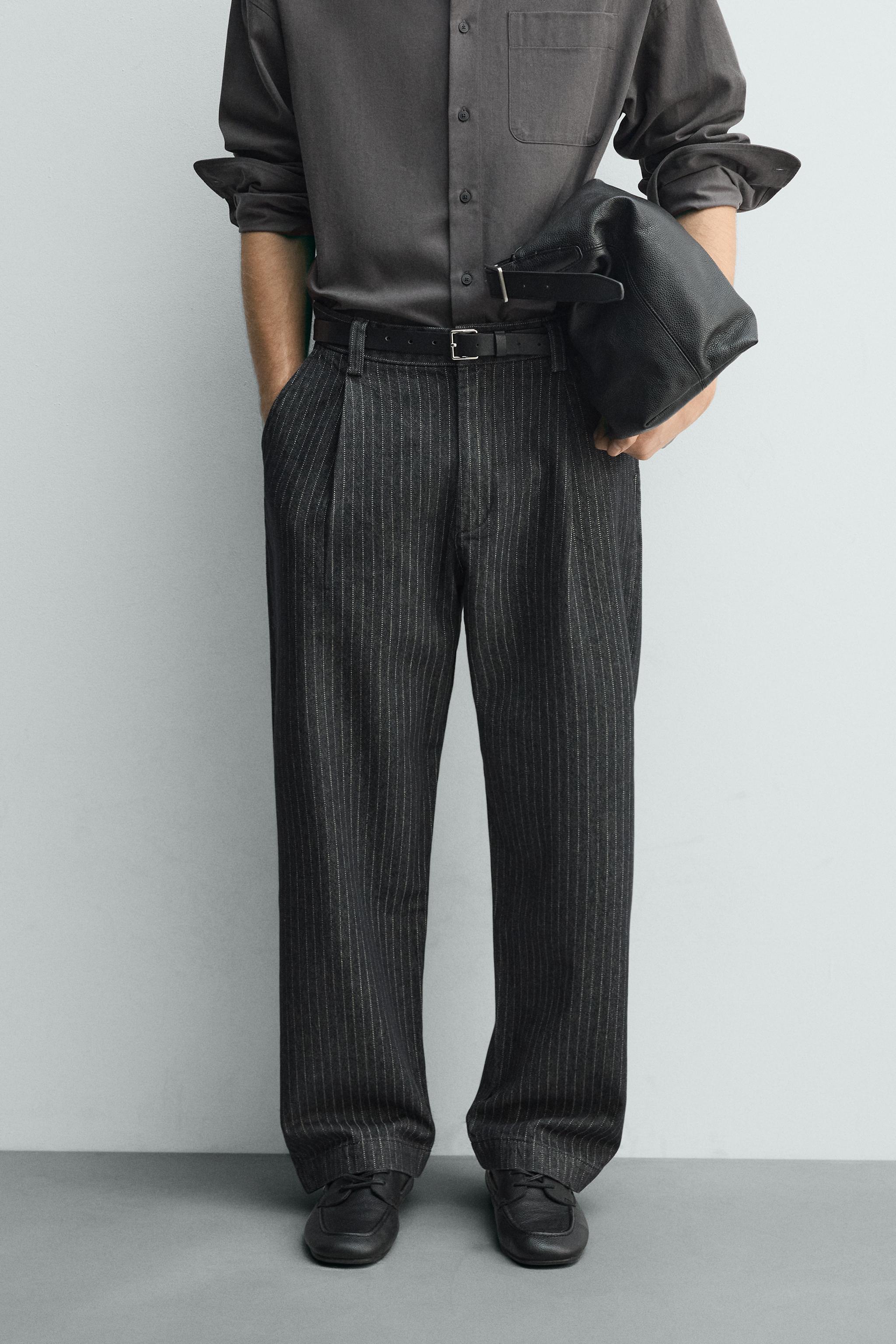RELAXED FIT PINSTRIPE CHINO PANTS