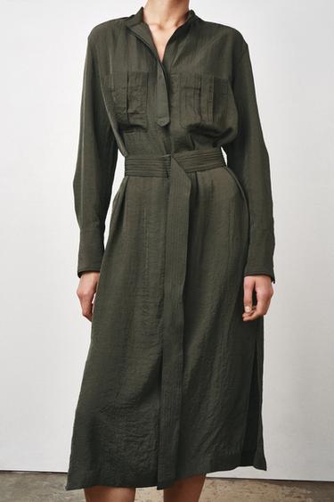 ZW COLLECTION MIDI BELTED DRESS - Mid-green by Zara - Image 6