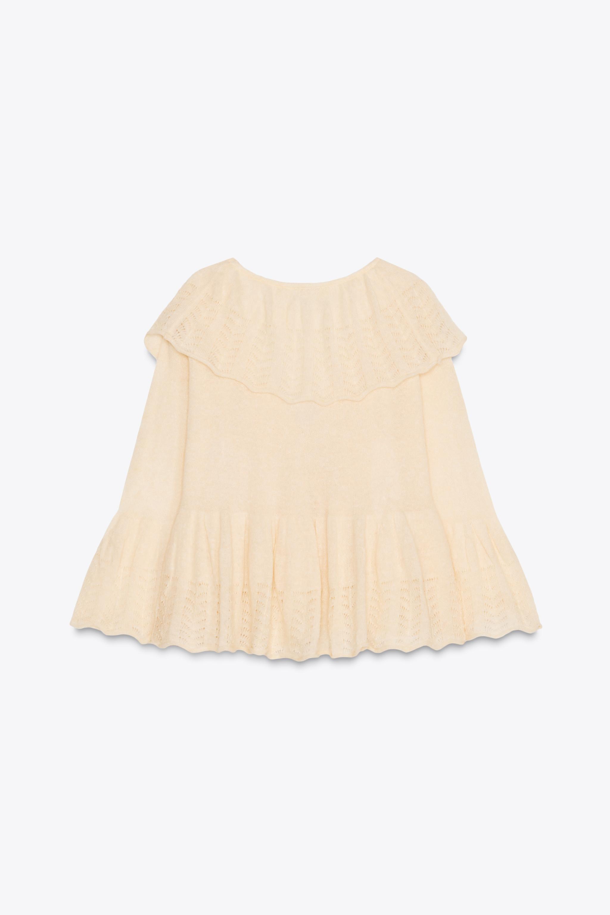 フリル付きニットトップス - バニラ | ZARA Japan / 日本