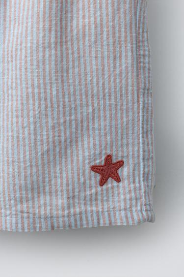 SHORT RAYÉ BRODÉ - Bleu pastel de Zara - Image 3