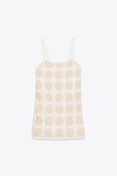 CROCHET SHORT DRESS - ecru-white by Zara - Image 5