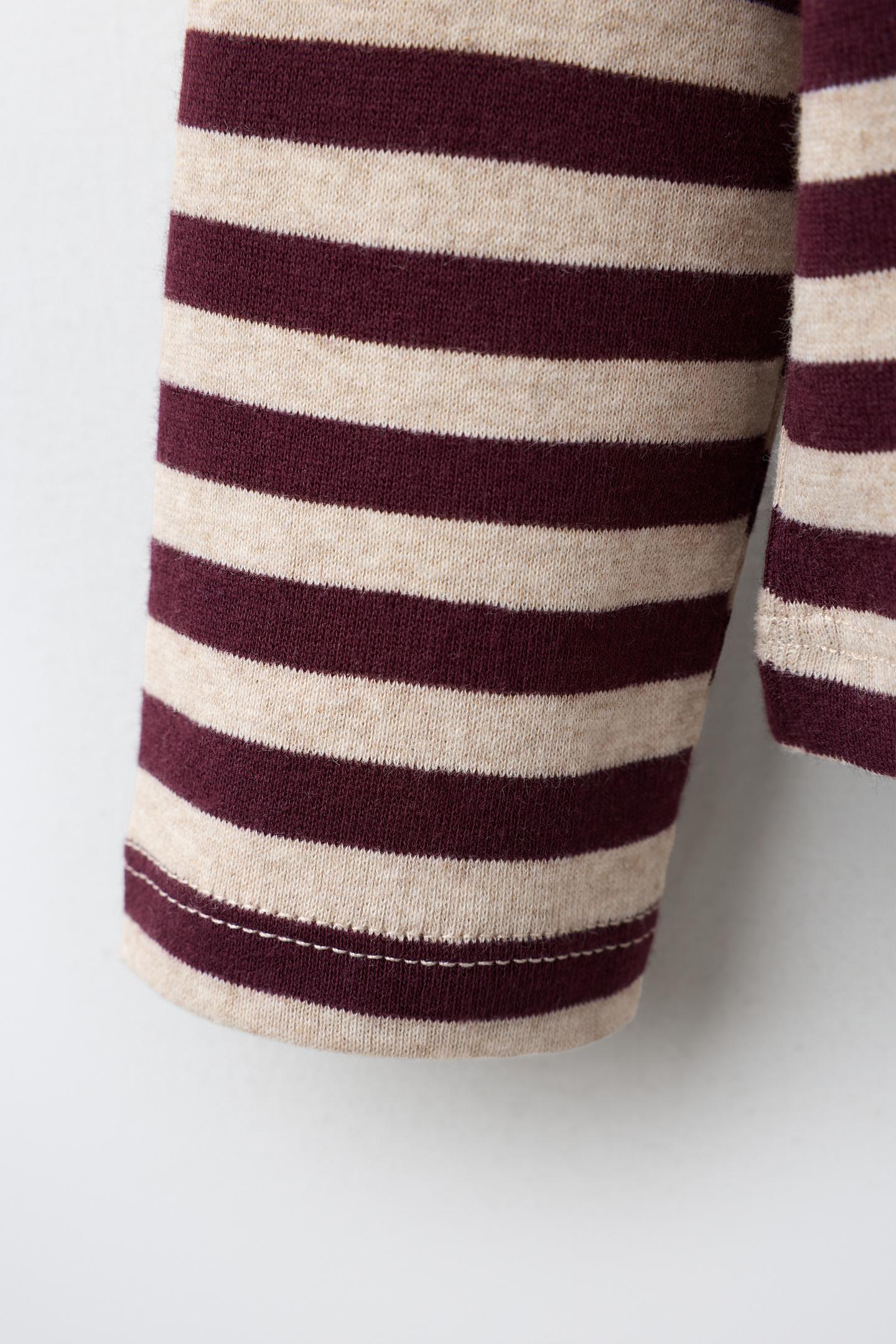 Детская футболка Zara Striped Bear Patch Soft Touch, цвет: Бордовый — фото 5