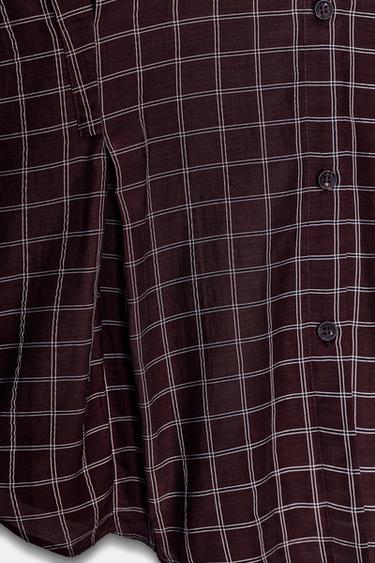 OVERSIZE CHECKS SHIRT - Brown / Ecru by Zara - Image 9