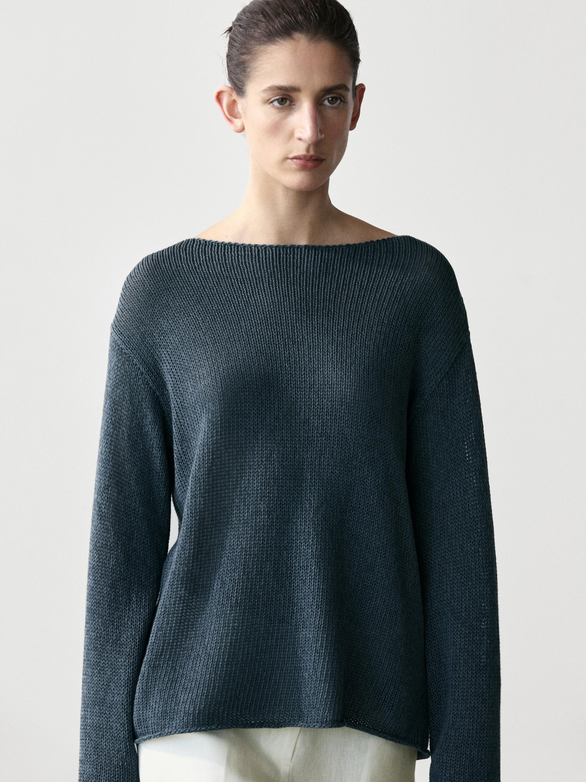 Pull en maille ajourée coton mélangé