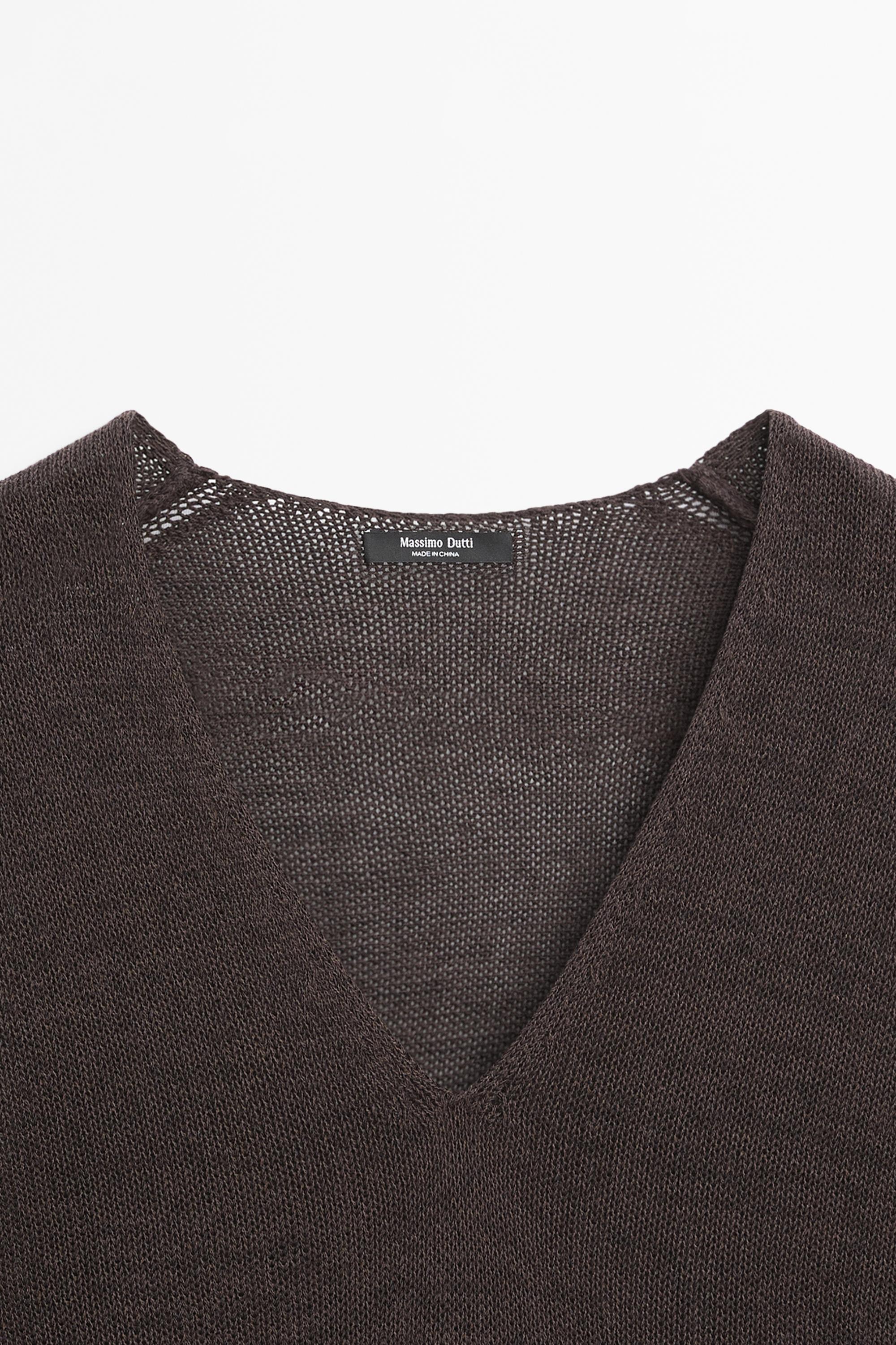 Contrast cotton blend knit dress