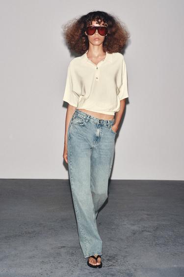 ZW COLLECTION RELAXED MID-WAIST JEANS - Light blue by Zara